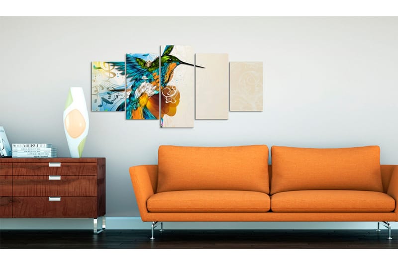 Bilde Bird's Music 5 Pieces 100x50 - Artgeist sp. z o. o. - Innredning - Bilder & kunst - Lerretsbilder