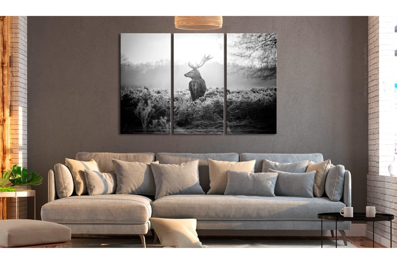 Bilde Black And White Deer 90x60 - Artgeist sp. z o. o. - Lerretsbilder