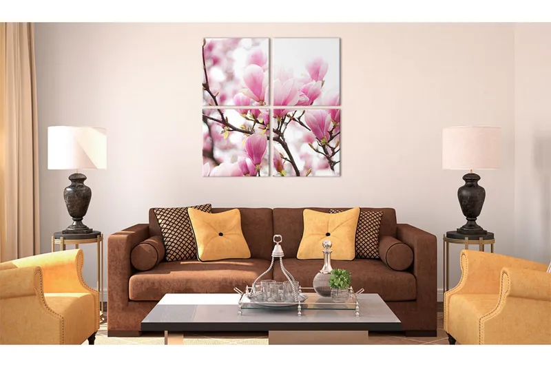 Bilde Blomstrende Magnolia Tre 80x80 - Artgeist sp. z o. o. - Innredning - Bilder & kunst - Lerretsbilder