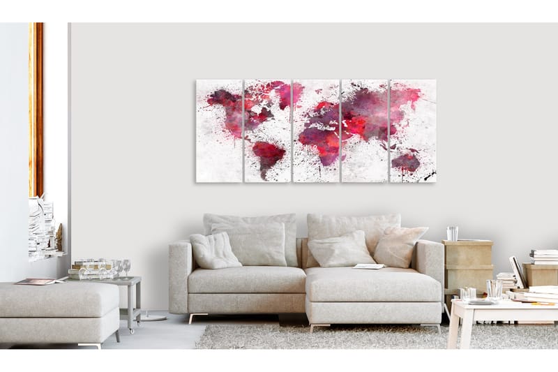 Bilde Bloody Map 5 Parts Narrow 200x80 - Artgeist sp. z o. o. - Innredning - Bilder & kunst - Lerretsbilder