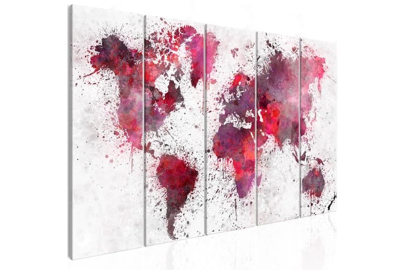 Bilde Bloody Map 5 Parts Narrow 200x80 - Artgeist sp. z o. o. - Innredning - Bilder & kunst - Lerretsbilder