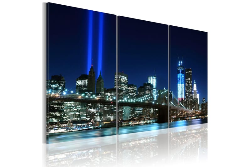 Bilde Blue Lights In New York 120x80 - Artgeist sp. z o. o. - Innredning - Bilder & kunst - Lerretsbilder