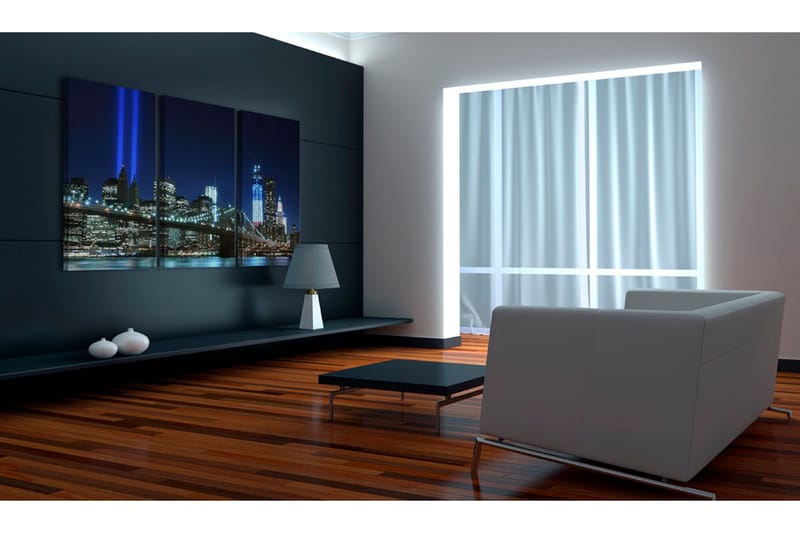 Bilde Blue Lights In New York 120x80 - Artgeist sp. z o. o. - Innredning - Bilder & kunst - Lerretsbilder