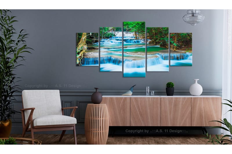 Bilde Blue Waterfall In Kanchanaburi Thailand 100x50 - Artgeist sp. z o. o. - Innredning - Bilder & kunst - Lerretsbilder