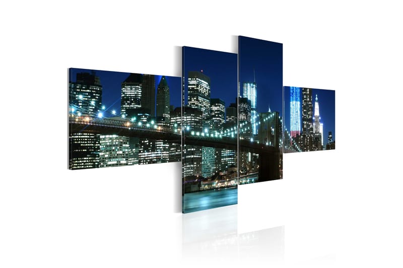 Bilde Brooklyn Bridge Illuminated At Night 200x90 - Artgeist sp. z o. o. - Innredning - Bilder & kunst - Lerretsbilder