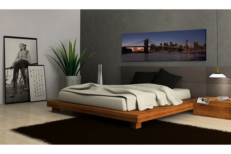 Bilde Brooklyn Bridge Panorama 120x40 - Artgeist sp. z o. o. - Innredning - Bilder & kunst - Lerretsbilder