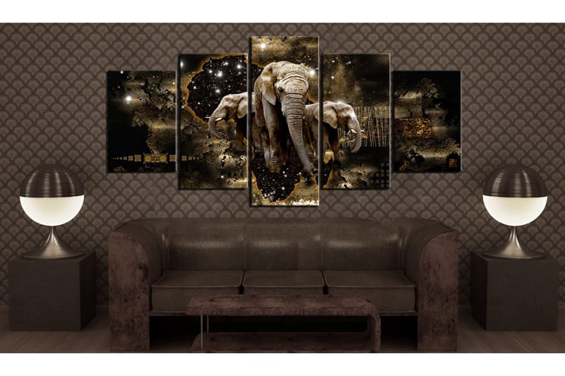 Bilde Brown Elephants 200x100 - Artgeist sp. z o. o. - Innredning - Bilder & kunst - Lerretsbilder