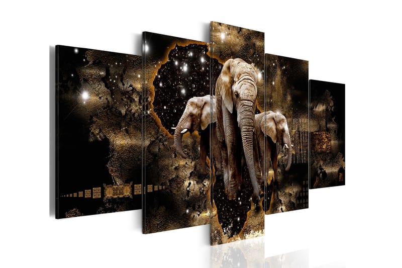 Bilde Brown Elephants 200x100 - Artgeist sp. z o. o. - Innredning - Bilder & kunst - Lerretsbilder
