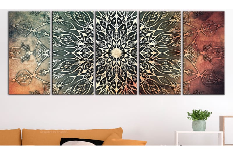 Bilde Center 5 Parts Narrow Green 200x80 - Artgeist sp. z o. o. - Innredning - Bilder & kunst - Lerretsbilder