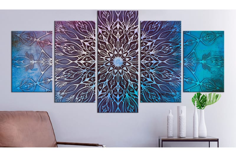 Bilde Center 5 Parts Wide Blue 100x50 - Artgeist sp. z o. o. - Innredning - Bilder & kunst - Lerretsbilder