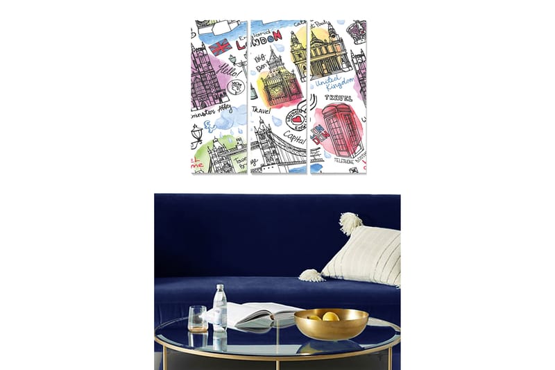 Bilde City 3-pk Flerfarget - 22x05 cm - Innredning - Bilder & kunst - Lerretsbilder