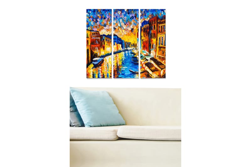Bilde City 3-pk Flerfarget - 22x05 cm - Innredning - Bilder & kunst - Lerretsbilder
