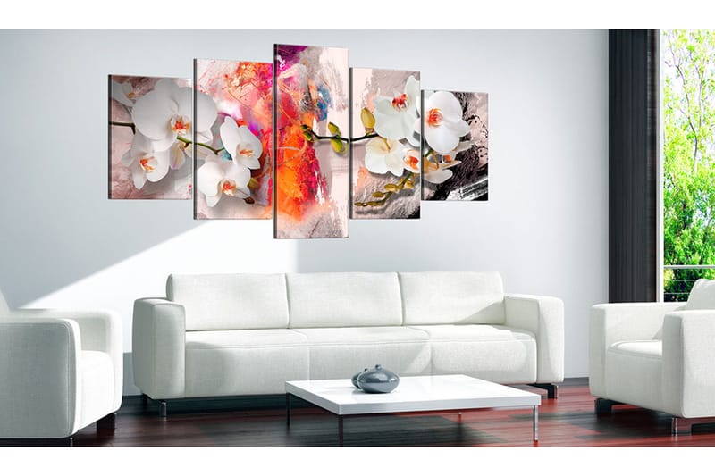 Bilde Colorful Background And Orchids 100x50 - Artgeist sp. z o. o. - Innredning - Bilder & kunst - Lerretsbilder