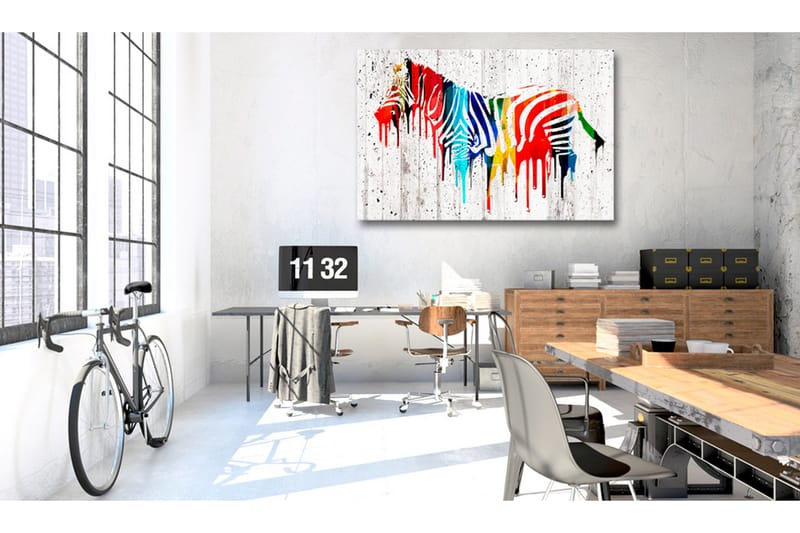 Bilde Colorful Zebra 120x80 - Artgeist sp. z o. o. - Innredning - Bilder & kunst - Lerretsbilder