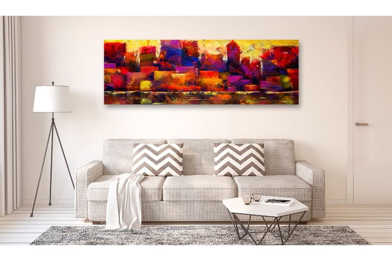 Bilde Colourful City Skyline 135x45 - Artgeist sp. z o. o. - Innredning - Bilder & kunst - Lerretsbilder