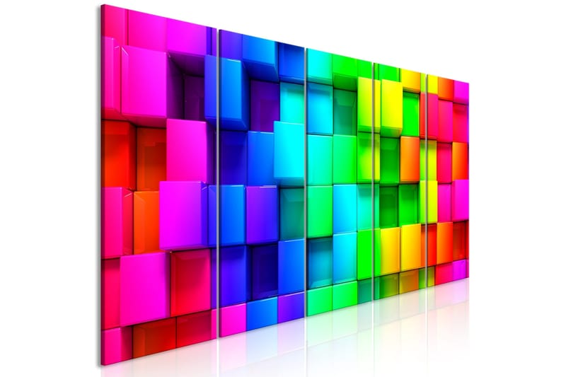 Bilde Colourful Cubes 5 Parts Narrow 200x80, Artgeist sp. z o. o.