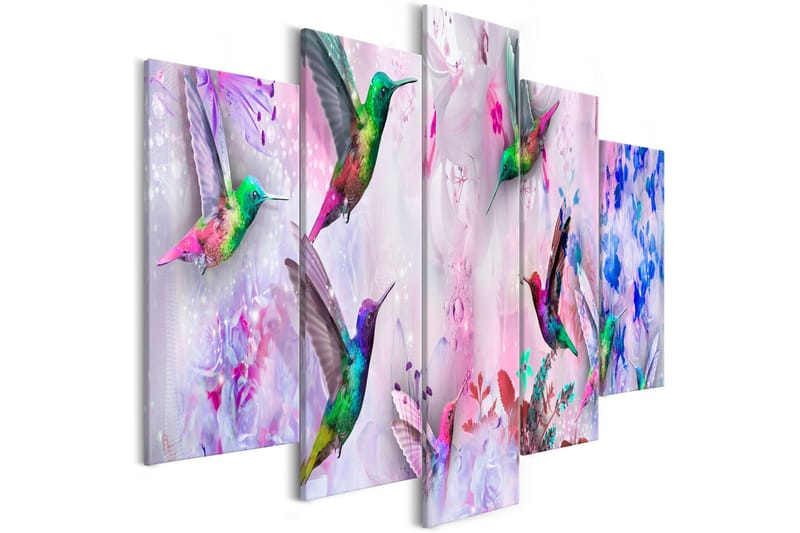 Bilde Colourful Hummingbirds 5 Parts Wide Violet 100x50, Artgeist sp. z o. o.