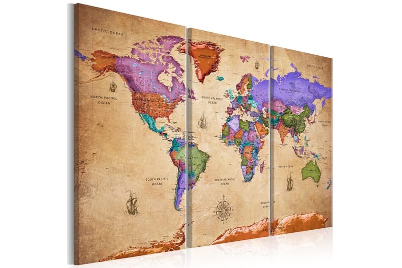 Bilde Colourful Travels 3 Parts 90x60, Artgeist sp. z o. o.