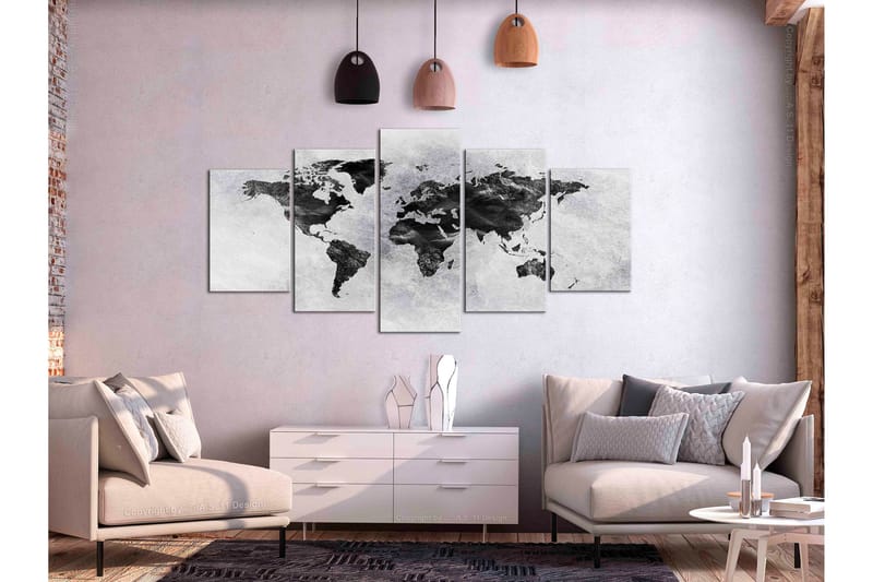 Bilde Concrete World 5 Parts Wide 200x100 - Artgeist sp. z o. o. - Innredning - Bilder & kunst - Lerretsbilder
