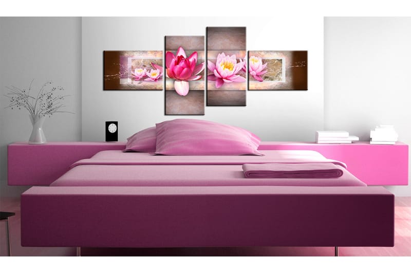 Bilde Delicate Water Lilies 100x45 - Artgeist sp. z o. o. - Innredning - Bilder & kunst - Lerretsbilder