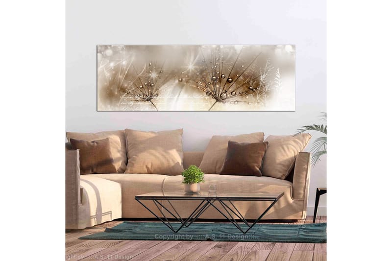 Bilde Drops Of Dew 1 Part Brown Narrow 135x45 - Artgeist sp. z o. o. - Innredning - Bilder & kunst - Lerretsbilder
