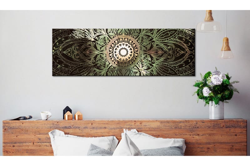 Bilde Emerald Mandala 135x45 - Artgeist sp. z o. o. - Innredning - Bilder & kunst - Lerretsbilder