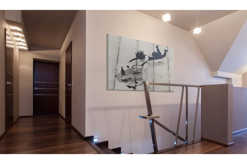 Bilde Falling Woman With Supermarket Trolley Banksy 60x40 - Artgeist sp. z o. o. - Innredning - Bilder & kunst - Lerretsbilder