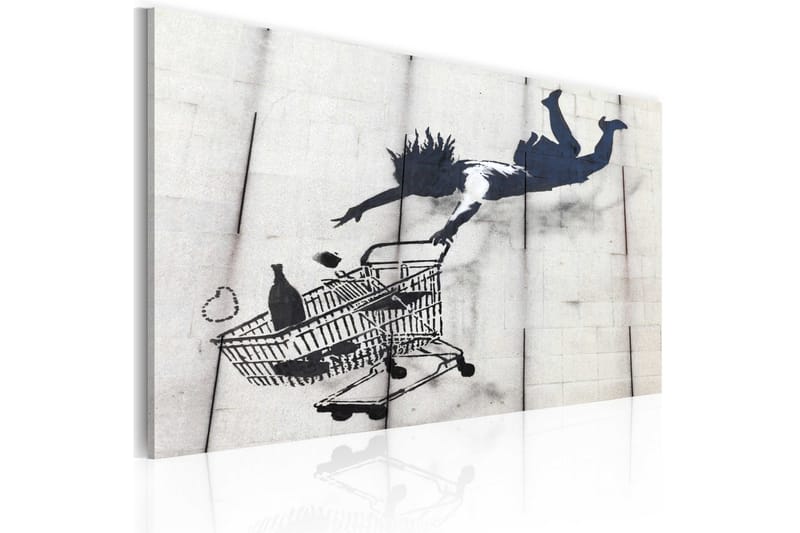 Bilde Falling Woman With Supermarket Trolley Banksy 60x40 - Artgeist sp. z o. o. - Innredning - Bilder & kunst - Lerretsbilder