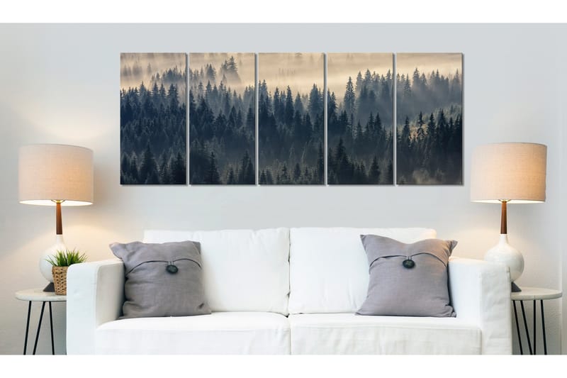 Bilde Fir In The Fog 200x80 - Artgeist sp. z o. o. - Innredning - Bilder & kunst - Lerretsbilder