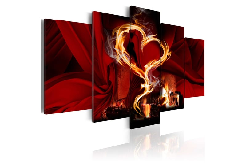 Bilde Flames Of Love Heart 200x100 - Artgeist sp. z o. o. - Innredning - Bilder & kunst - Lerretsbilder