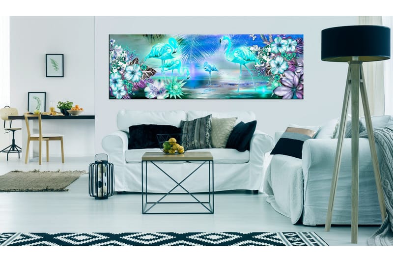 Bilde Flamingoes By Night 120x40 - Artgeist sp. z o. o. - Innredning - Bilder & kunst - Lerretsbilder