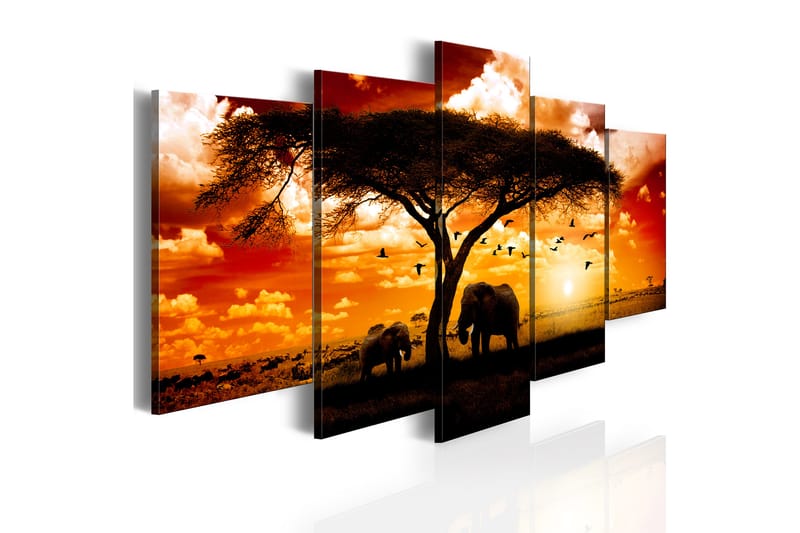 Bilde Flokk med Fugler Over Savannen 100x50 - Artgeist sp. z o. o. - Innredning - Bilder & kunst - Lerretsbilder
