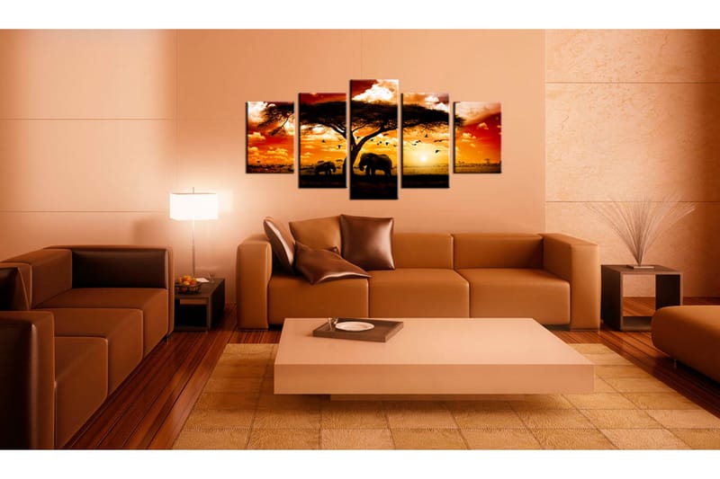 Bilde Flokk med Fugler Over Savannen 200x100 - Artgeist sp. z o. o. - Innredning - Bilder & kunst - Lerretsbilder