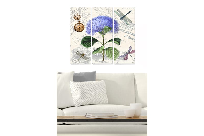 Bilde Floral 3-pk flerfarget - 22x05 cm - Innredning - Bilder & kunst - Lerretsbilder