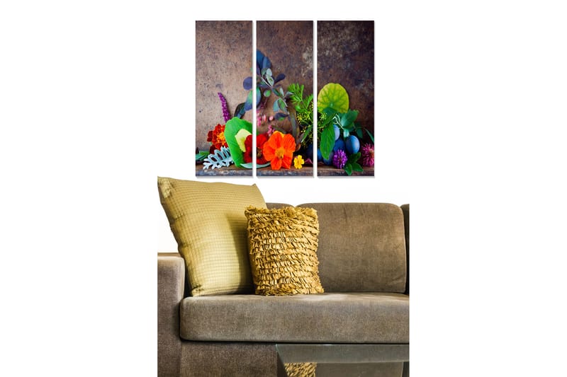 Bilde Floral 3-pk flerfarget - 22x05 cm - Innredning - Bilder & kunst - Lerretsbilder
