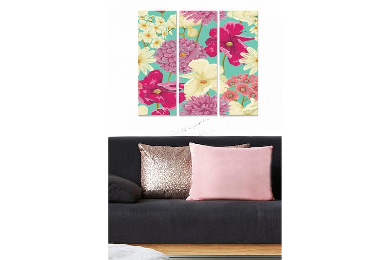 Bilde Floral 3-pk flerfarget - 22x05 cm - Innredning - Bilder & kunst - Lerretsbilder
