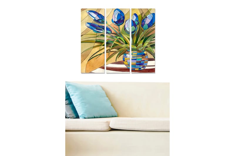 Bilde Floral 3-pk flerfarget - 22x05 cm - Innredning - Bilder & kunst - Lerretsbilder