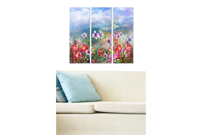 Bilde Floral 3-pk flerfarget - 22x05 cm - Innredning - Bilder & kunst - Lerretsbilder