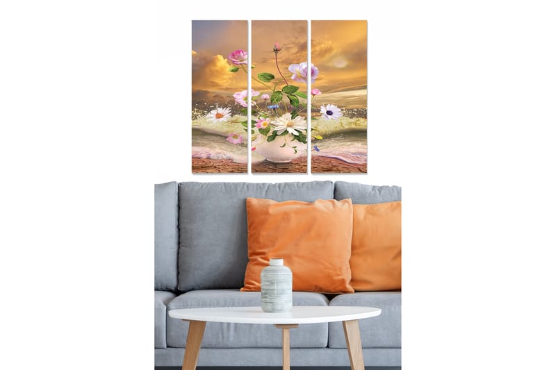 Bilde Floral 3-pk flerfarget - 22x05 cm - Innredning - Bilder & kunst - Lerretsbilder