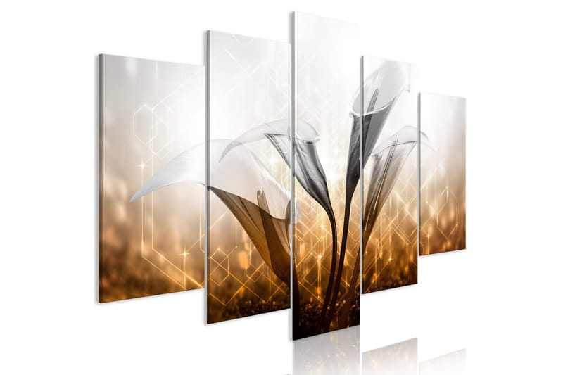 Bilde Floral Quartet 5 Parts Wide Golden 100x50, Artgeist sp. z o. o.