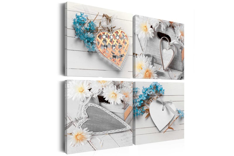 Bilde Flowers And Hearts 60x60 - Artgeist sp. z o. o. - Innredning - Bilder & kunst - Lerretsbilder