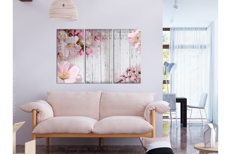 Bilde Flowers On Boards 3 Parts 90x60 - Artgeist sp. z o. o. - Innredning - Bilder & kunst - Lerretsbilder