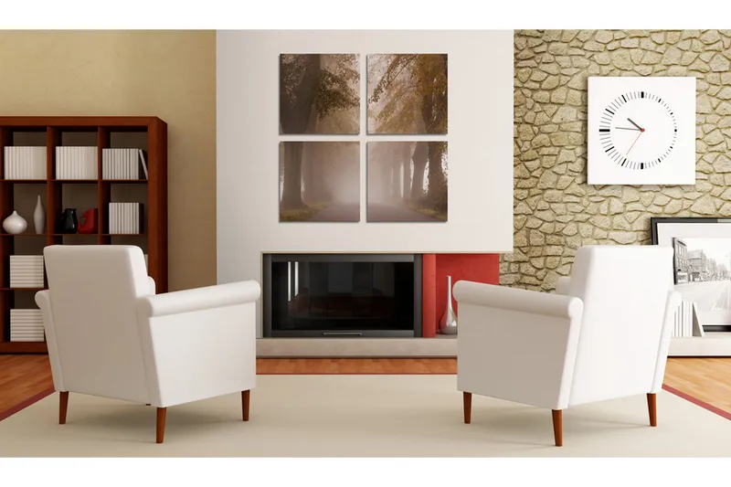 Bilde Foggy Allé 80x80 - Artgeist sp. z o. o. - Innredning - Bilder & kunst - Lerretsbilder