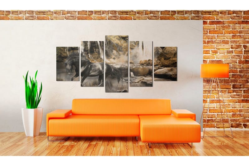 Bilde Foggy Weather Over Waterfall 200x100 - Artgeist sp. z o. o. - Innredning - Bilder & kunst - Lerretsbilder