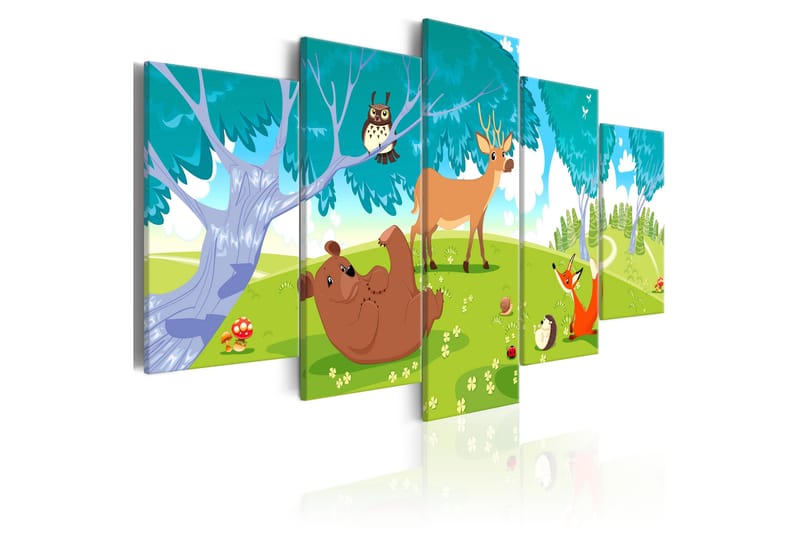 Bilde Friendly Animals 5 Parts 100x50 - Artgeist sp. z o. o. - Innredning - Bilder & kunst - Lerretsbilder