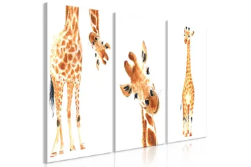 Bilde Funny Giraffes 3 Parts 60x30 - Artgeist sp. z o. o. - Innredning - Bilder & kunst - Lerretsbilder