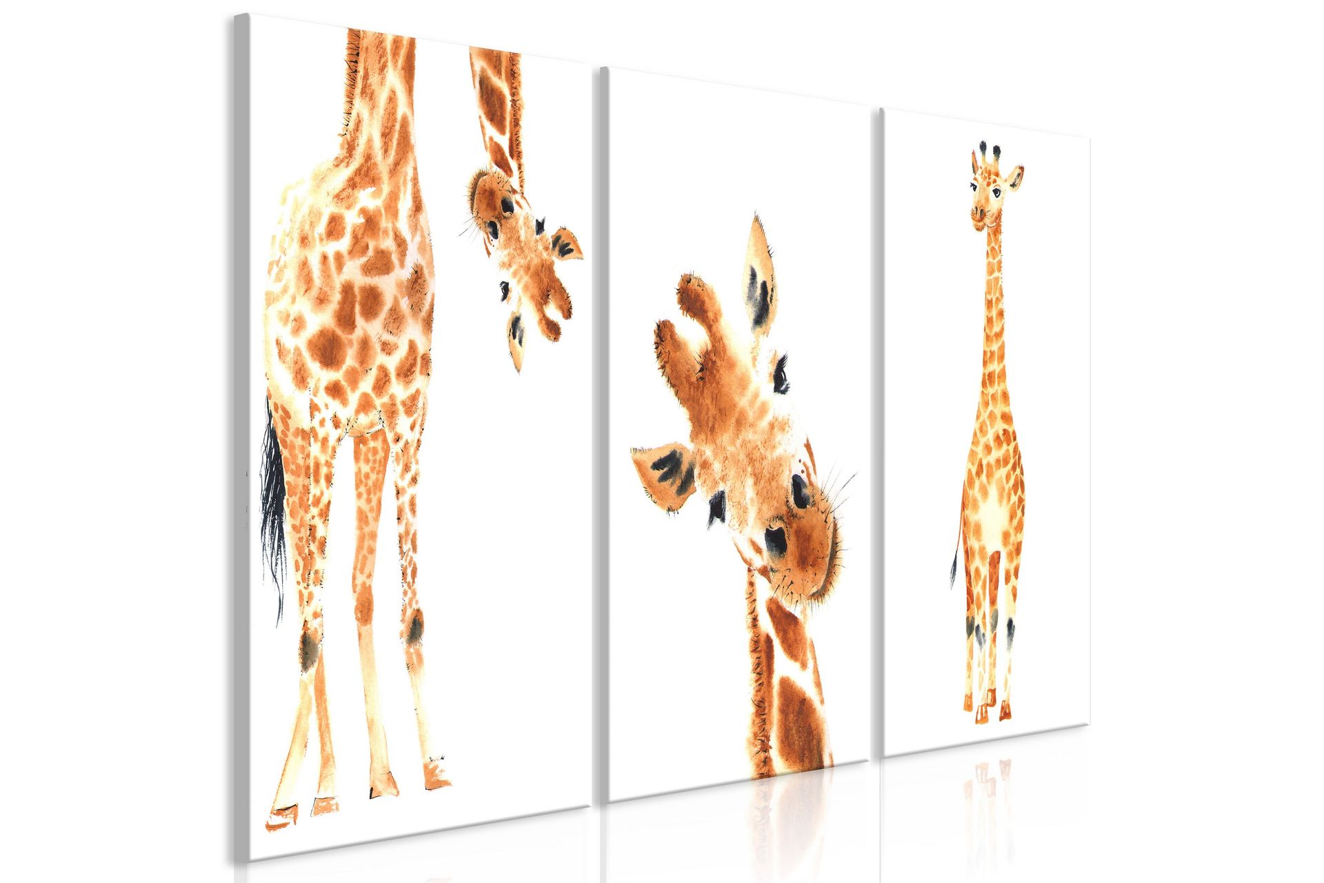 Bilde Funny Giraffes 3 Parts 120x60 - Artgeist sp. z o. o. - Innredning - Bilder & kunst - Lerretsbilder