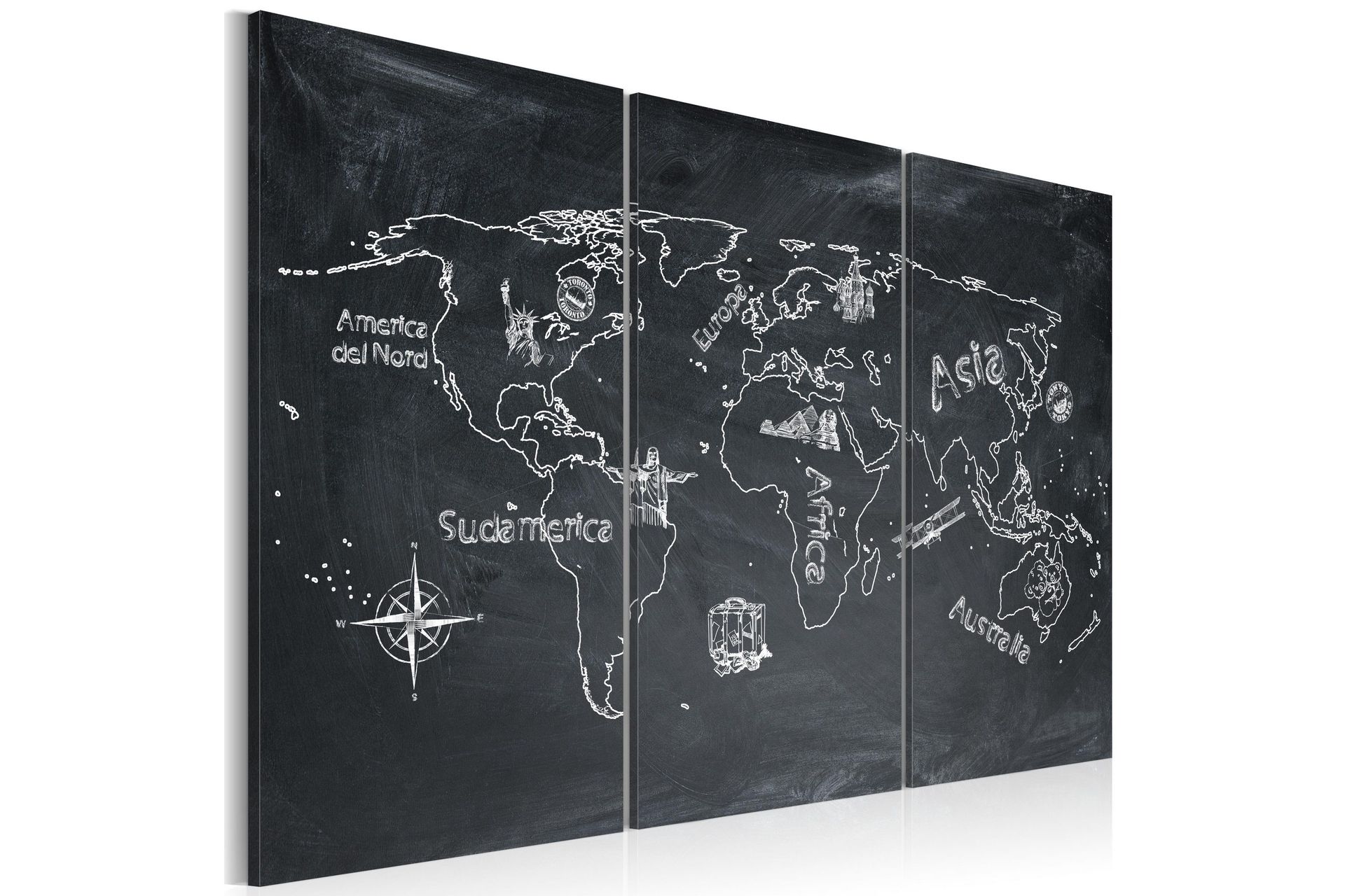 Bilde Geografitime Italiensk Språk Triptyk 60x40 - Artgeist sp. z o. o.