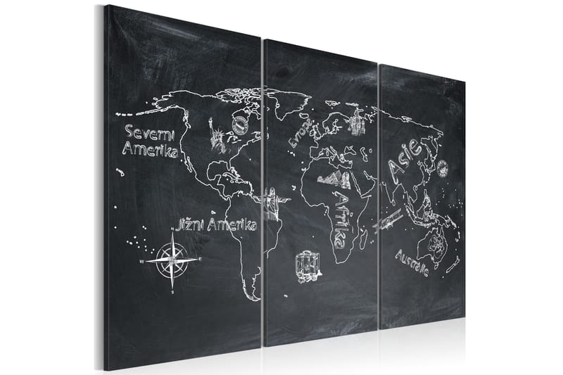 Bilde Geografitime Tsjekkisk Språk Triptyk 120x80, Artgeist sp. z o. o.