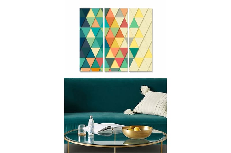 Bilde Geometric 3-pk Flerfarget - 22x05 cm - Innredning - Bilder & kunst - Lerretsbilder